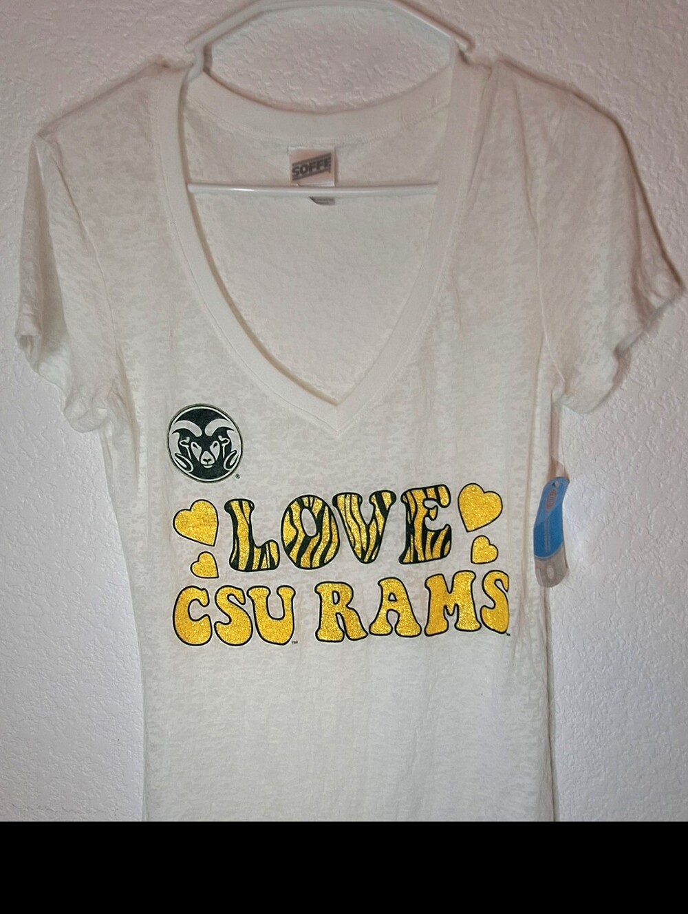 NWT Soffe Colorado State University CSU Rams Burnout V-Neck Tee - Size M